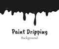 Paint dripping, black liquid or melted chocolate drips vector isolated. Drip splash, trickle leak illustration