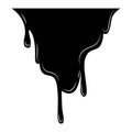 Paint dripping liquid. Flowing oil stain. Set of black drips. Abstract flow stencil, current ink streak or fluid smudge Royalty Free Stock Photo