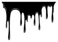 Paint dripping liquid. Flowing oil stain. Set of black drips. Abstract flow stencil, current ink streak or fluid smudge Royalty Free Stock Photo