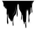 Paint dripping liquid. Flowing oil stain. Set of black drips. Abstract flow stencil, current ink streak or fluid smudge Royalty Free Stock Photo