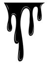 Paint dripping liquid. Flowing oil stain. Set of black drips. Abstract flow stencil, current ink streak or fluid smudge Royalty Free Stock Photo