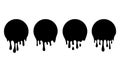 Paint dripping round icons. Dripping liquid. Paint flows. Current paint, stains. Current drops. Current inks. Vector illustration Royalty Free Stock Photo