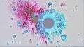 Paint drop ink splatter fluid splash blue pink Royalty Free Stock Photo