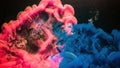 Paint drop ink water explosion smoke blue pink Royalty Free Stock Photo