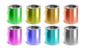 Paint Empty Buckets Multicolor Packages Set Vector