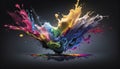 Paint explosion of colors on a dark background Royalty Free Stock Photo