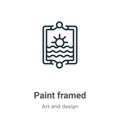 Paint framed outline vector icon. Thin line black paint framed icon, flat vector simple element illustration from editable art and