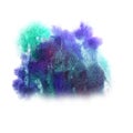 Paint green, blue, cherry splash ink blot and white abstract ar