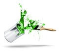 Paint it green, can falls green color splash Royalty Free Stock Photo