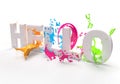 Paint Hello text in splash of colorful painting on a white background Royalty Free Stock Photo