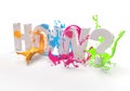 Paint How text in splash of colorful painting on a white background