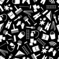 Paint icons black and white seamless pattern Royalty Free Stock Photo