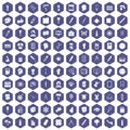 100 paint icons hexagon purple Royalty Free Stock Photo