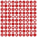 100 paint icons hexagon red