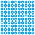 100 paint icons set blue Royalty Free Stock Photo