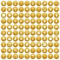 100 paint icons set gold