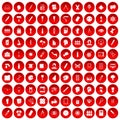 100 paint icons set red