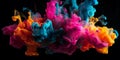 Paint Ink drop in water, Motion color explosion smoke, Blue pink color fluid splash vapor cloud Royalty Free Stock Photo