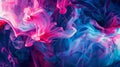 Paint Ink drop in water, Motion color explosion smoke, Blue pink color fluid splash vapor cloud