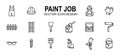 Paint job construction related icon user interface graphic design. Contains such icons as wear pack, uniform, helmet, labor