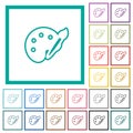 Paint kit outline flat color icons with quadrant frames Royalty Free Stock Photo
