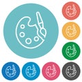 Paint kit outline flat round icons Royalty Free Stock Photo