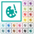 Paint kit solid flat color icons with quadrant frames Royalty Free Stock Photo