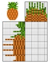 Paint by number puzzle nonogram, Pineapple