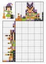 Paint by number puzzle nonogram. Witch