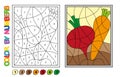 We paint by numbers. Puzzle game for children education. Numbers and colors for drawing and learning mathematics. Vector