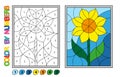 We paint by numbers. Puzzle game for children education. Numbers and colors for drawing and learning mathematics. Vector