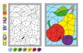 We paint by numbers. Puzzle game for children education. Numbers and colors for drawing and learning mathematics. Vector
