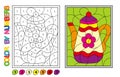 We paint by numbers. Puzzle game for children education. Numbers and colors for drawing and learning mathematics.