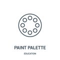 paint palette icon vector from education collection. Thin line paint palette outline icon vector illustration Royalty Free Stock Photo