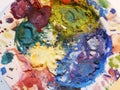 Paint palette used - hardened paints