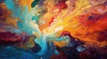 A paint palette with vibrant colors mixing and swirling, depicting the dynamic and imaginative nature of creative thinking