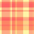 Paint pattern seamless textile, list check fabric vector. Flowing tartan texture plaid background in red and yellow colors