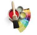 Paint pot and swatches Royalty Free Stock Photo