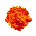 Paint powder orange color explosion particle dust cloud splash abstract texture background