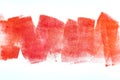Paint roller red stroke on white wall Royalty Free Stock Photo