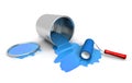 Paint roller, blue can and splashing Royalty Free Stock Photo