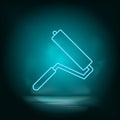 Paint roller blue neon  icon. Simple element illustration from map and navigation concept. Paint roller blue neon Royalty Free Stock Photo