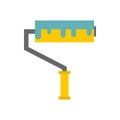 Paint roller with blue paint icon, flat style Royalty Free Stock Photo