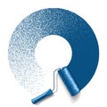 Paint roller brush with blue paint track Royalty Free Stock Photo