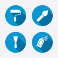 Paint roller, brush icon. Spray can and Spatula Royalty Free Stock Photo