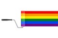 Paint Roller Brush with LGBT Rainbow Flag. 3d Rendering Royalty Free Stock Photo