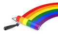 Paint Roller Brush with LGBT Rainbow Flag. 3d Rendering Royalty Free Stock Photo