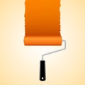 Paint roller brush with orange Royalty Free Stock Photo