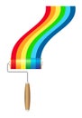 Paint roller brush with rainbow paint Royalty Free Stock Photo