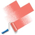 Paint roller brush with red paint track Royalty Free Stock Photo